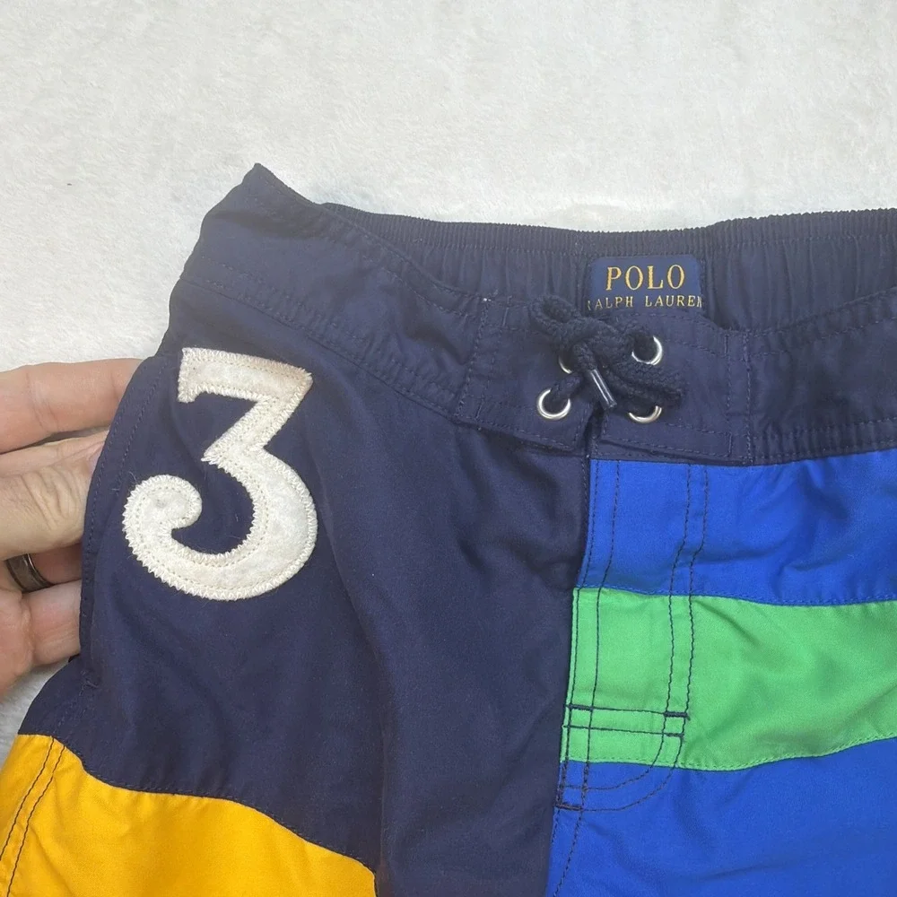 Polo Ralph Lauren Boys Swim Trunks‎ Nautical Colorblock Flag Shorts Size 8